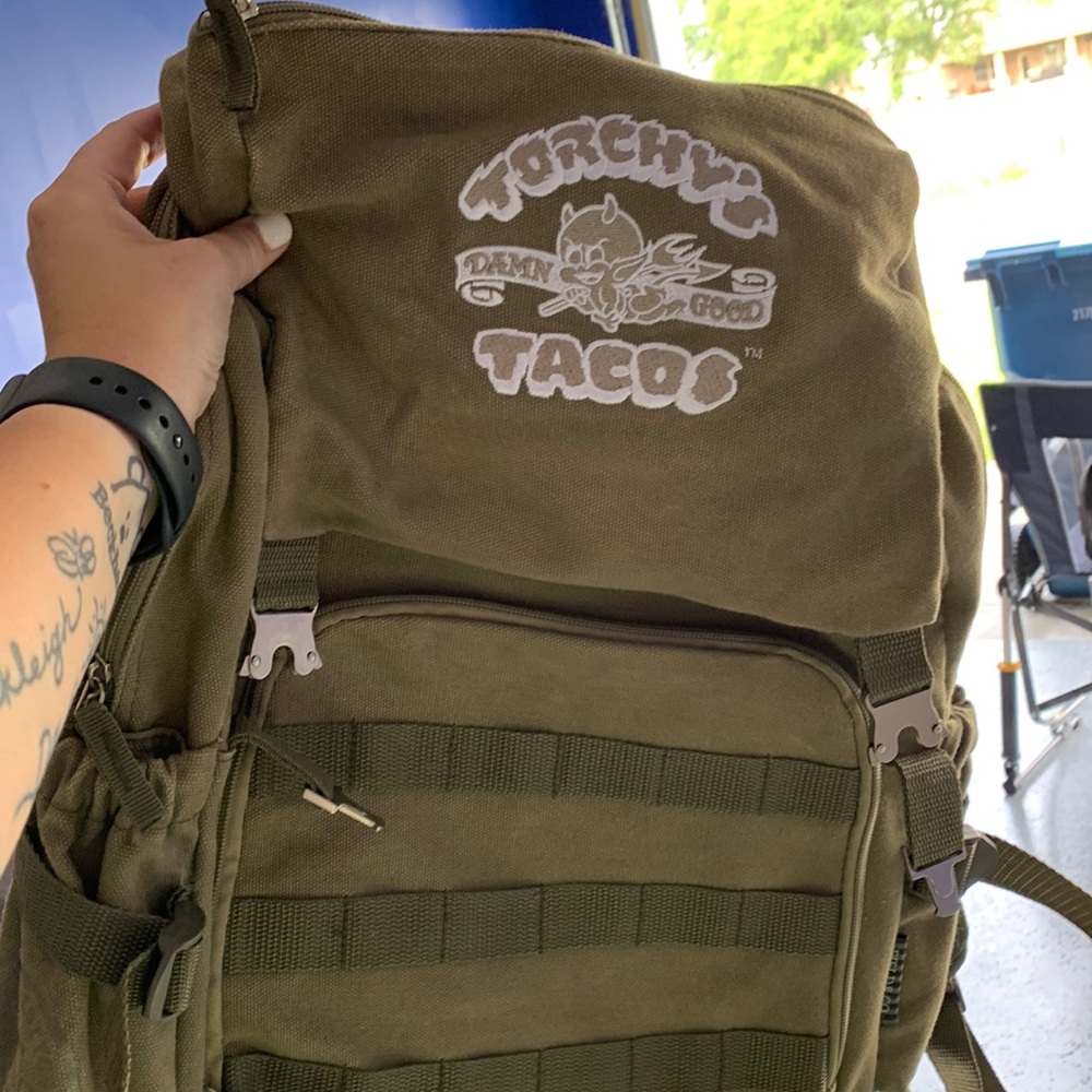 Vintage Torchy’s military style backpack